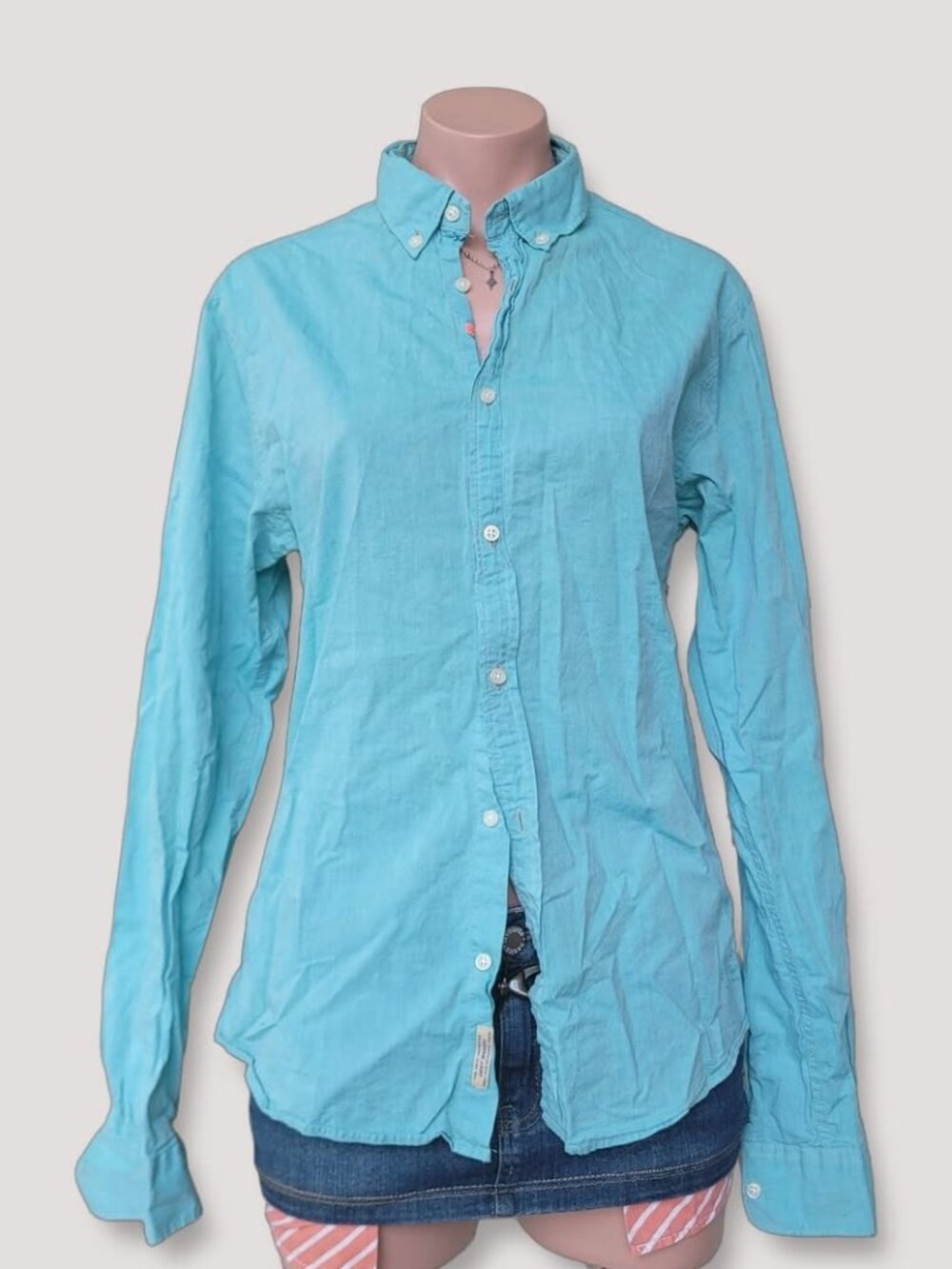 90s Vintage Scotch Light Blue Boxy Oversized Button Shirt M